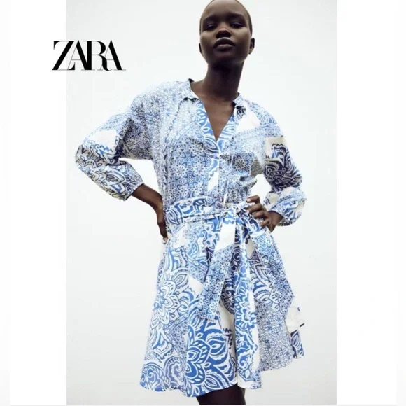 blue mini dress zara Zara Mini Dress - Midnight Blue main image 1